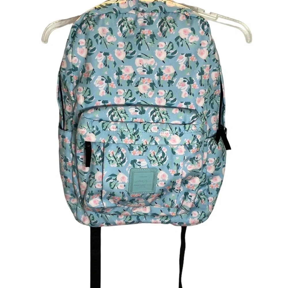Floral backpack beautiful light blue and pink pastel flowered backpack